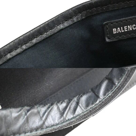 BALENCIAGA Logo Navy Cabas S Hand Bag Canvas Leather Black Italy - Picture 12 of 15
